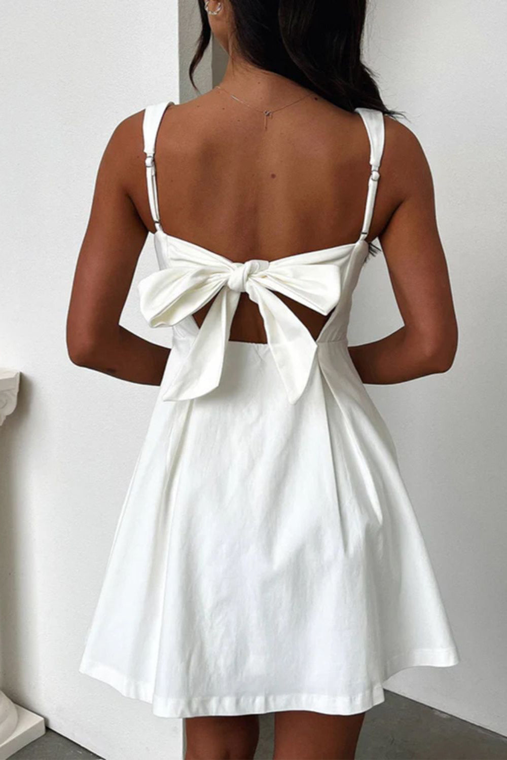 Bow Back Square Neck Mini Dress