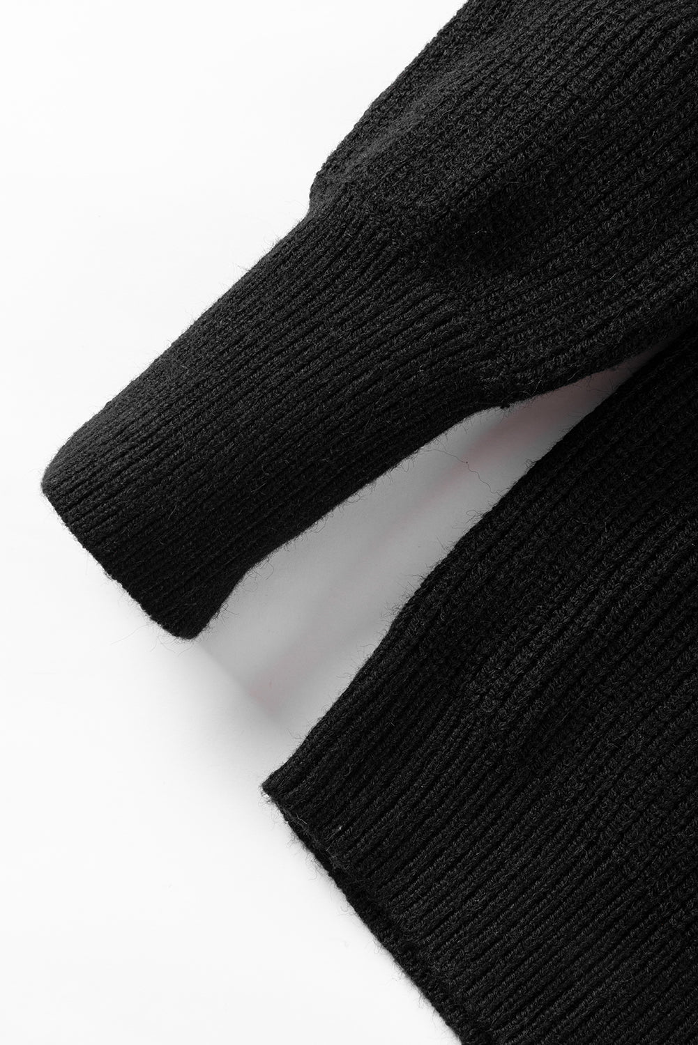 Black Notched Long Sleeve Sweater
