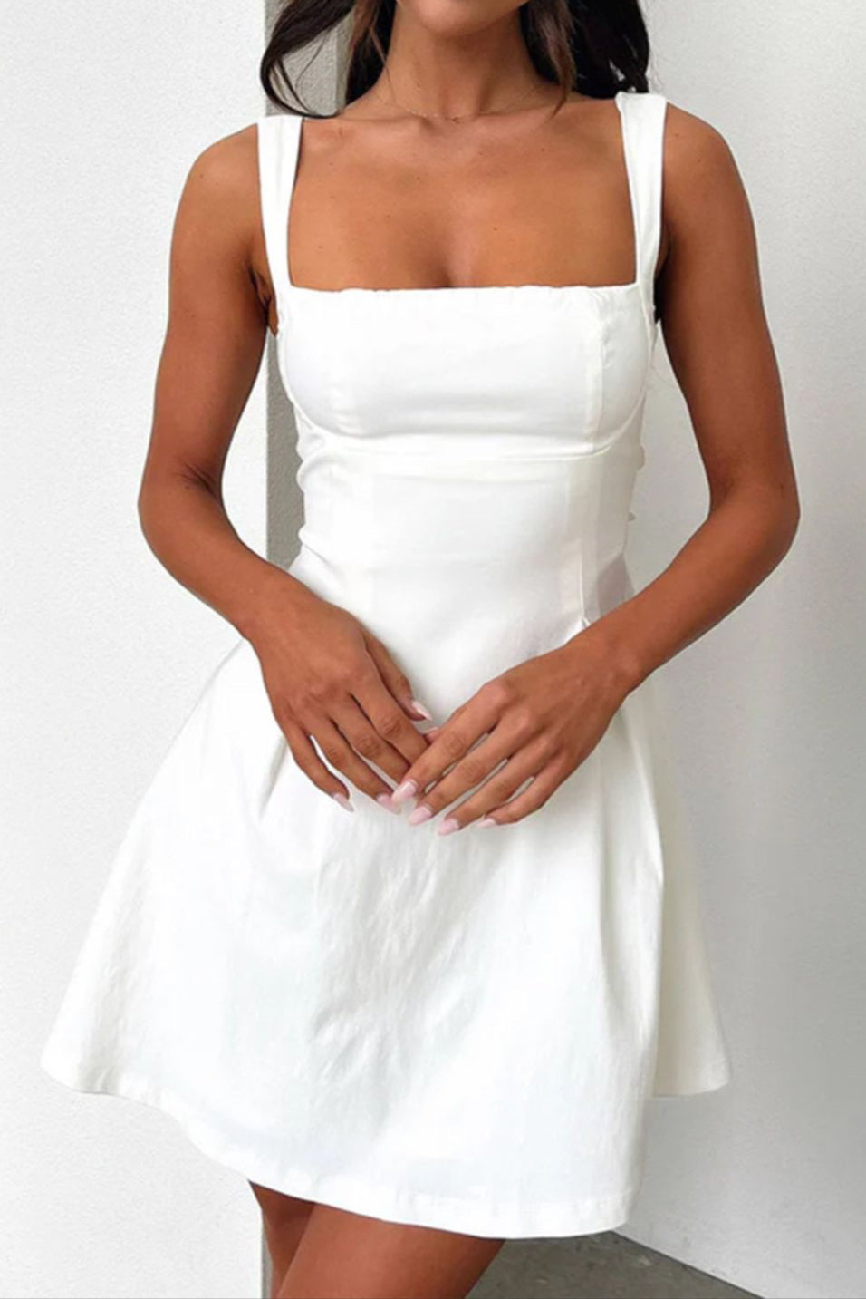 Bow Back Square Neck Mini Dress