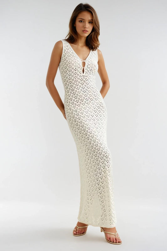 Openwork Sleeveless Maxi Dress