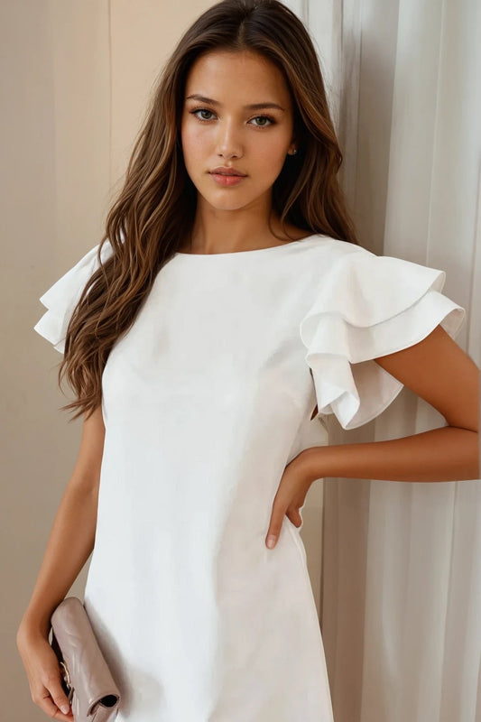 Ruffled Layered Short Sleeve Mini Dress