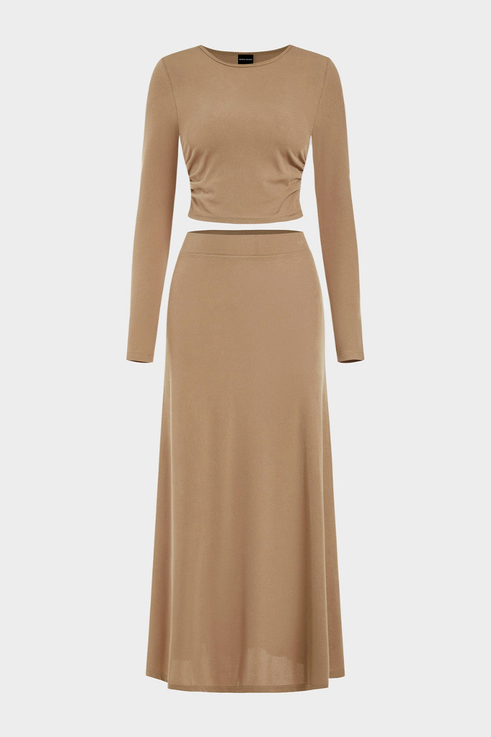 Round Neck Long Sleeve Top and Skirt Set