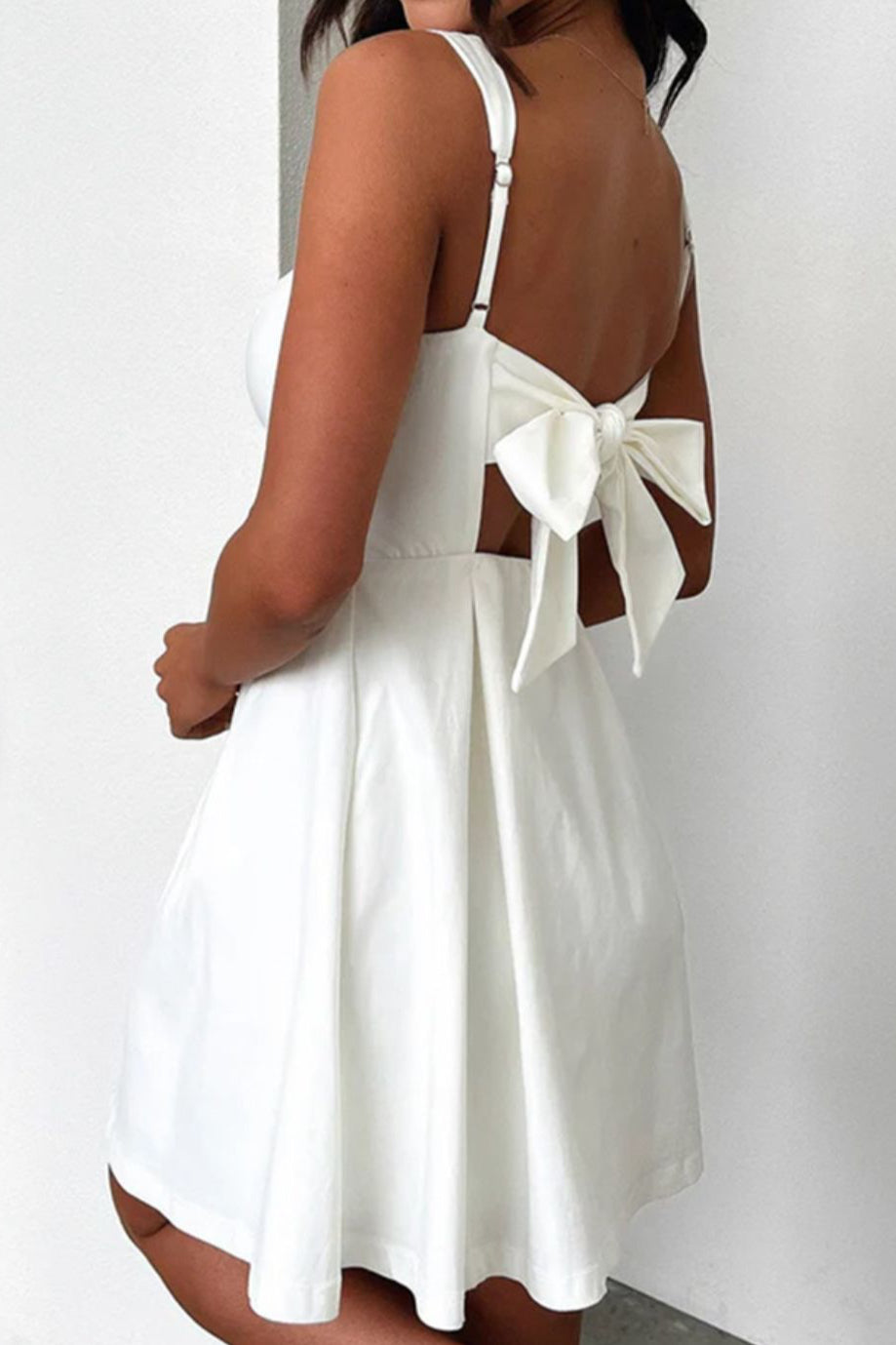 Bow Back Square Neck Mini Dress