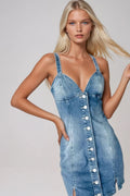 Button Down Mini Cami Denim Dress