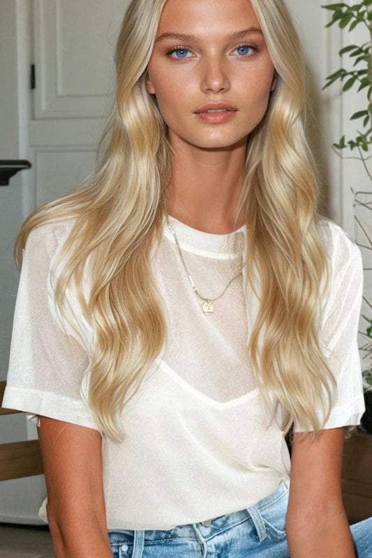 V-Neck Cami and Round Neck Short Sleeve Cover Up Set