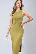 Back Tie Sleeveless Slit Midi Dress
