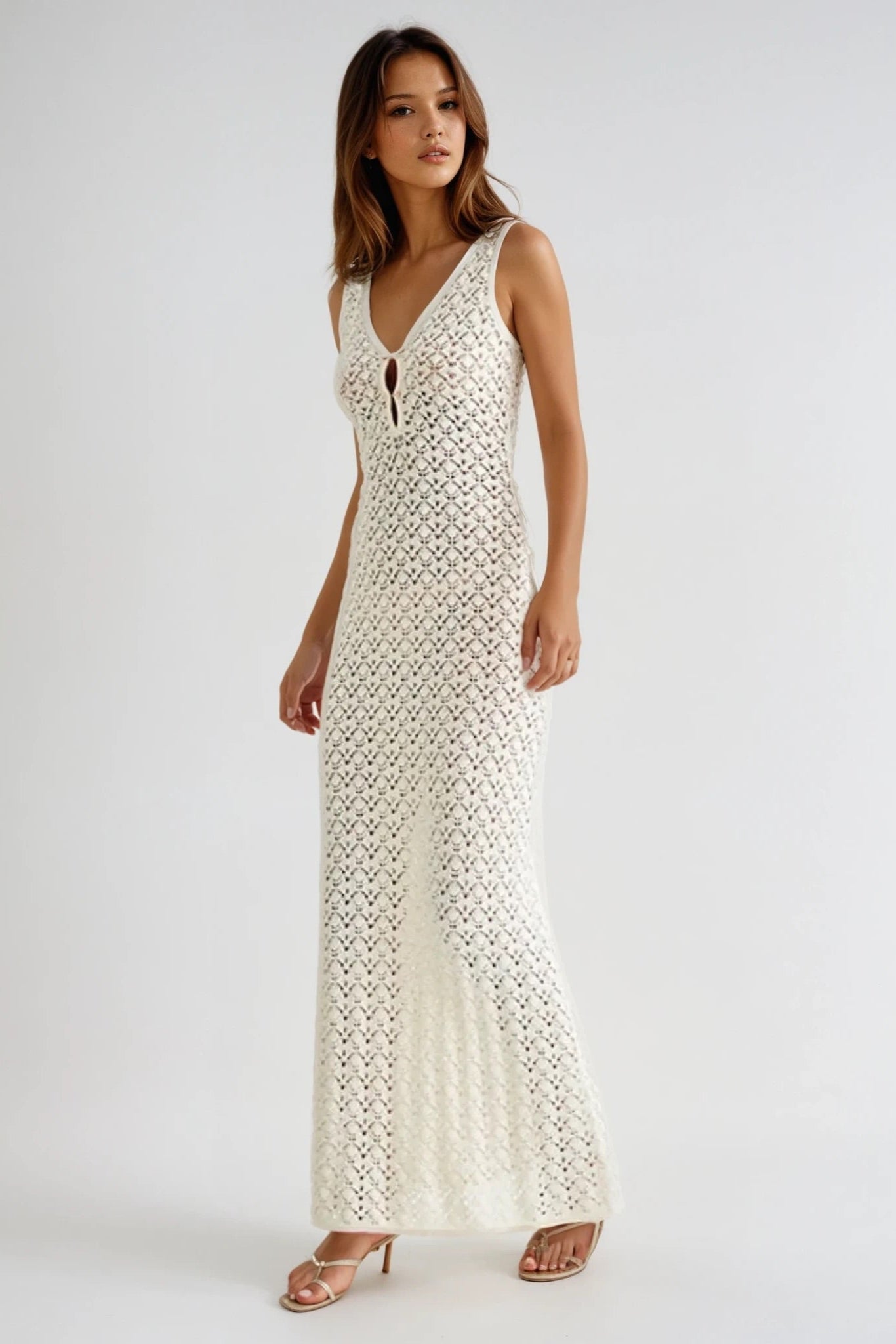 Openwork Sleeveless Maxi Dress
