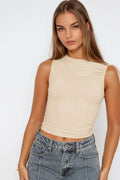 Ruched Tied Solid Color Tank