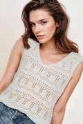 V Neck Textured Hollow-Out Sweater Vest