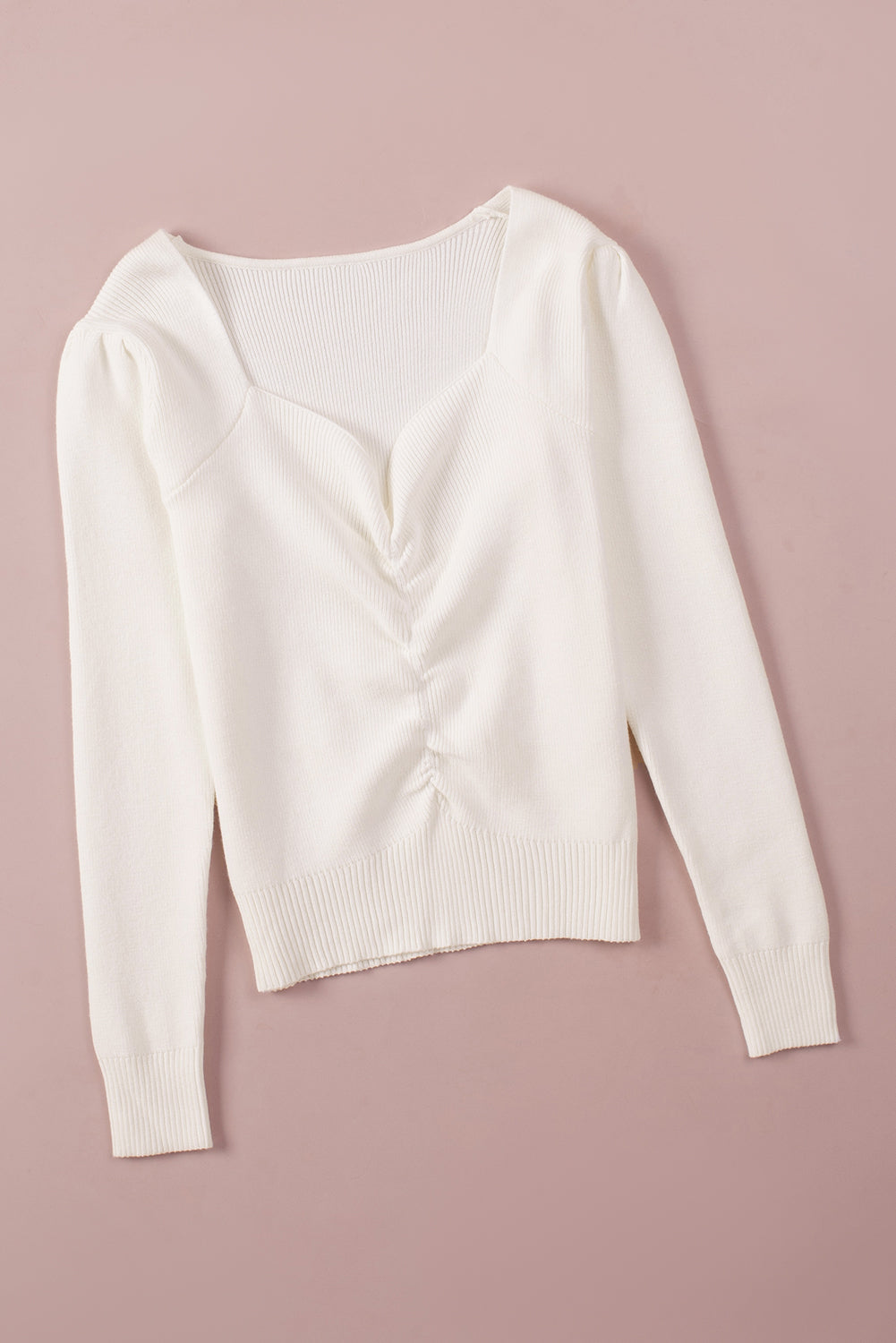 Sweetheart Neck Long Sleeve Sweater