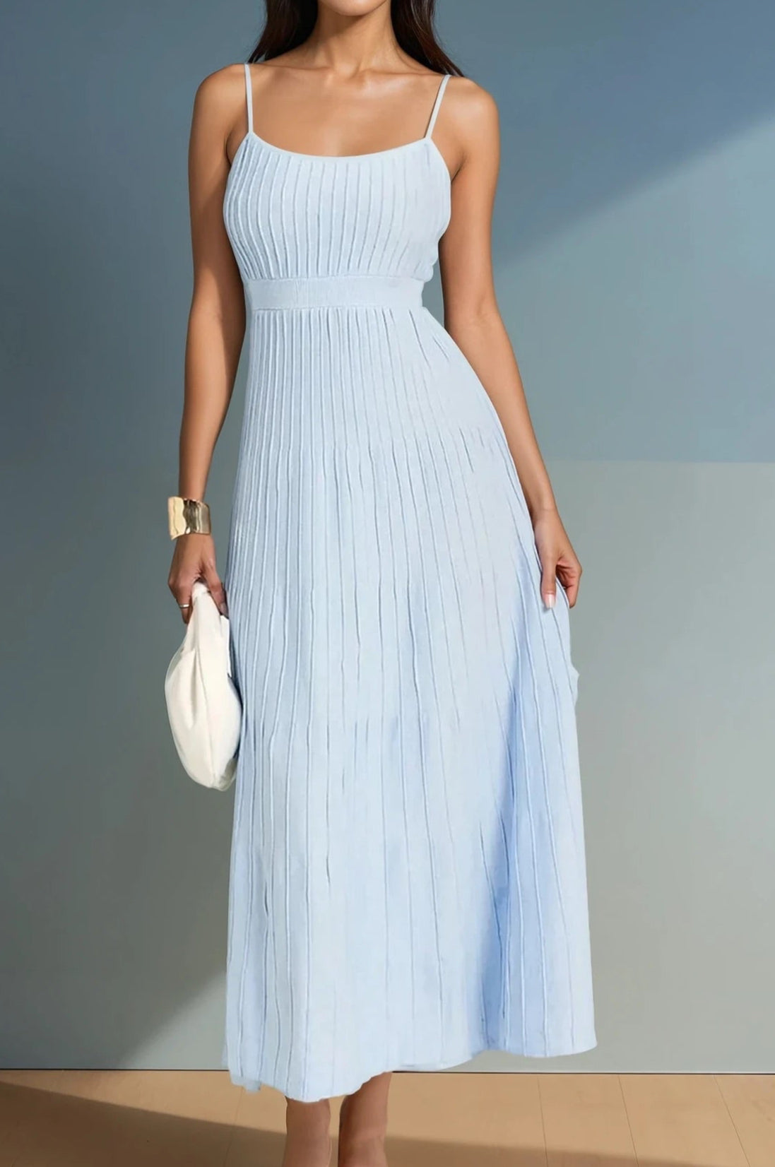 Textured Scoop Neck Midi Cami Dress