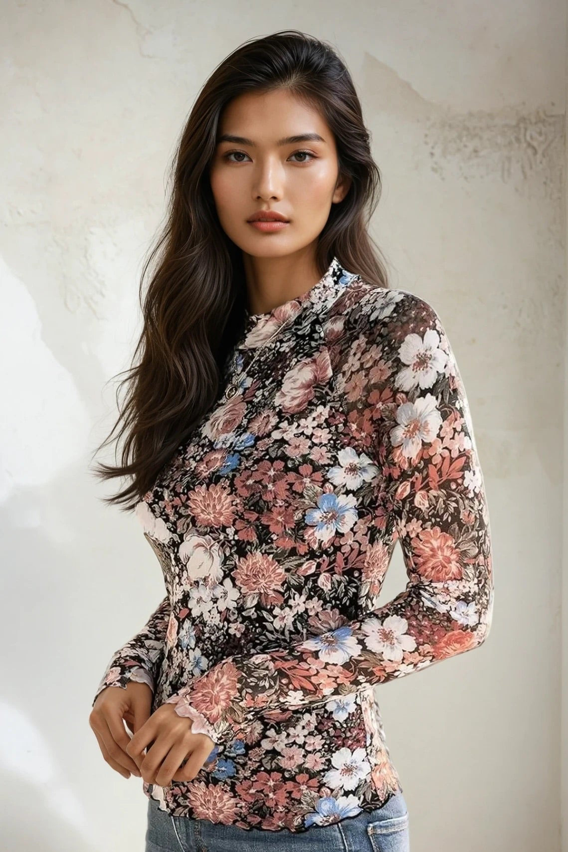 Mock Neck Long Sleeve Top