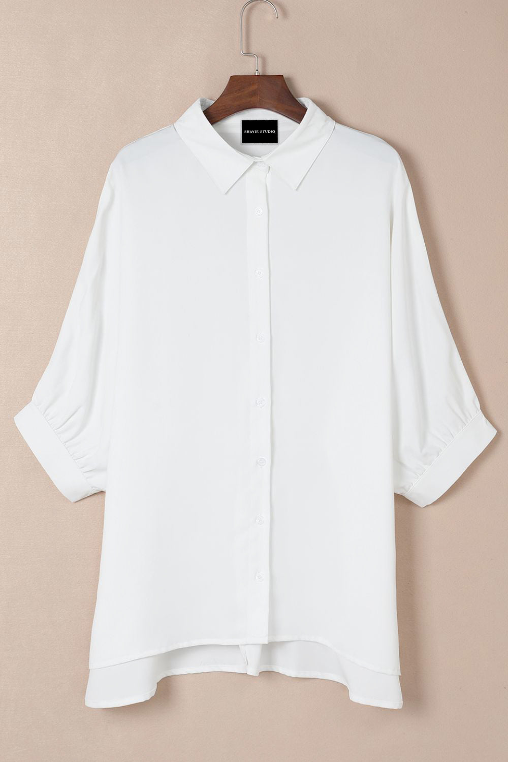 Collared Neck Three-Quarter Sleeve Shirt