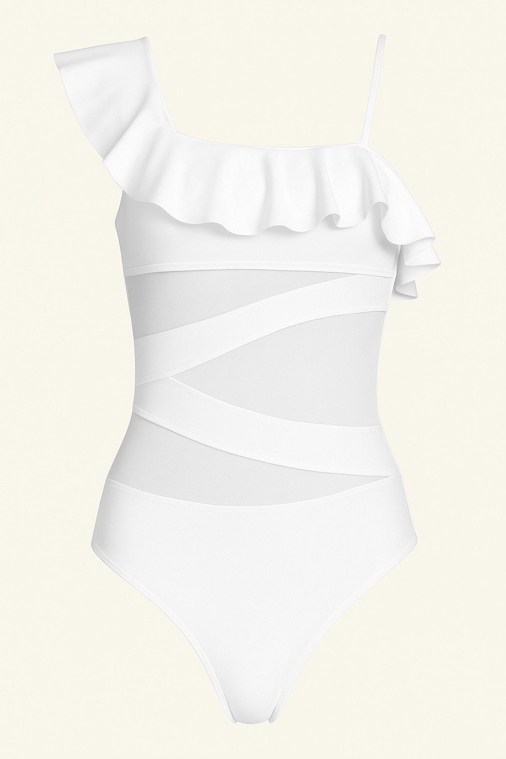 Asymmetrical Ruffled One-Piece Swimwear