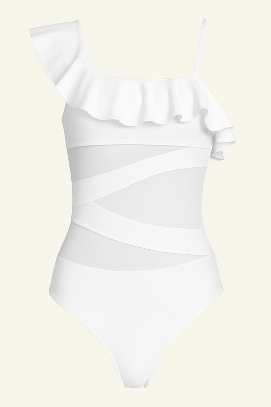 Asymmetrical Ruffled One-Piece Swimwear