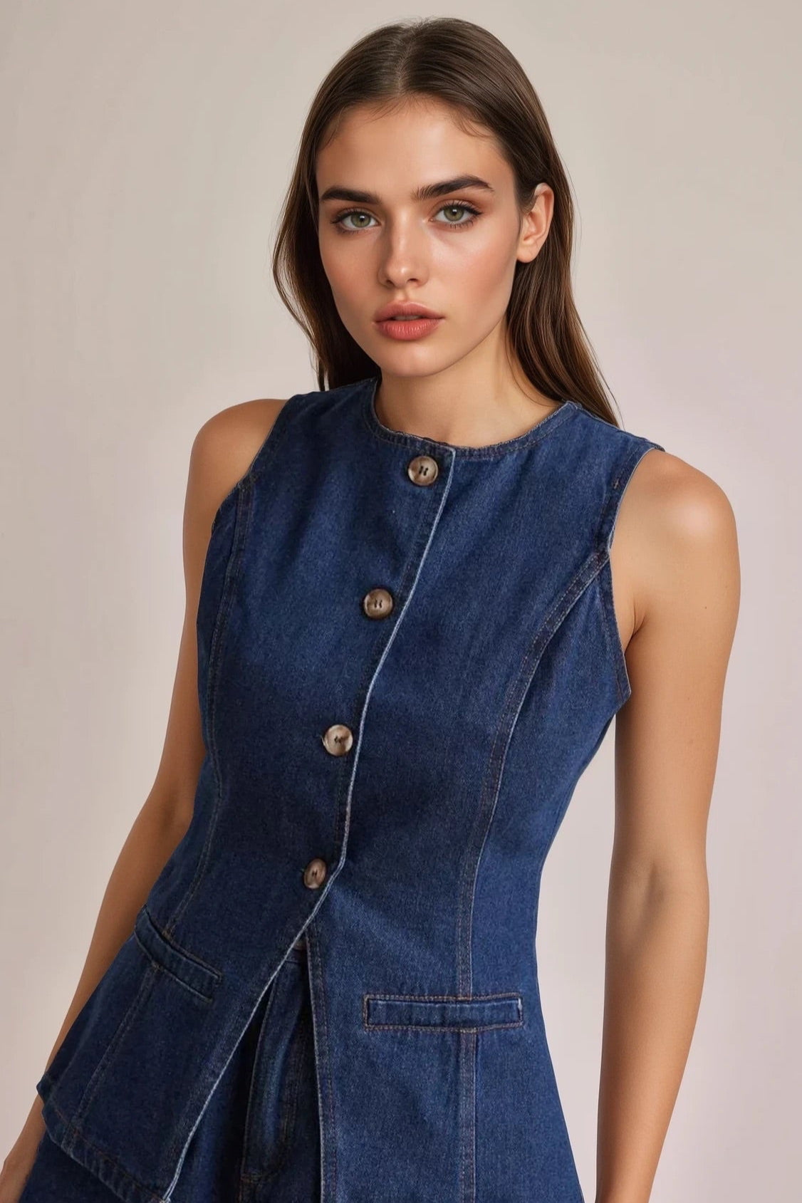 Button Down Denim Vest