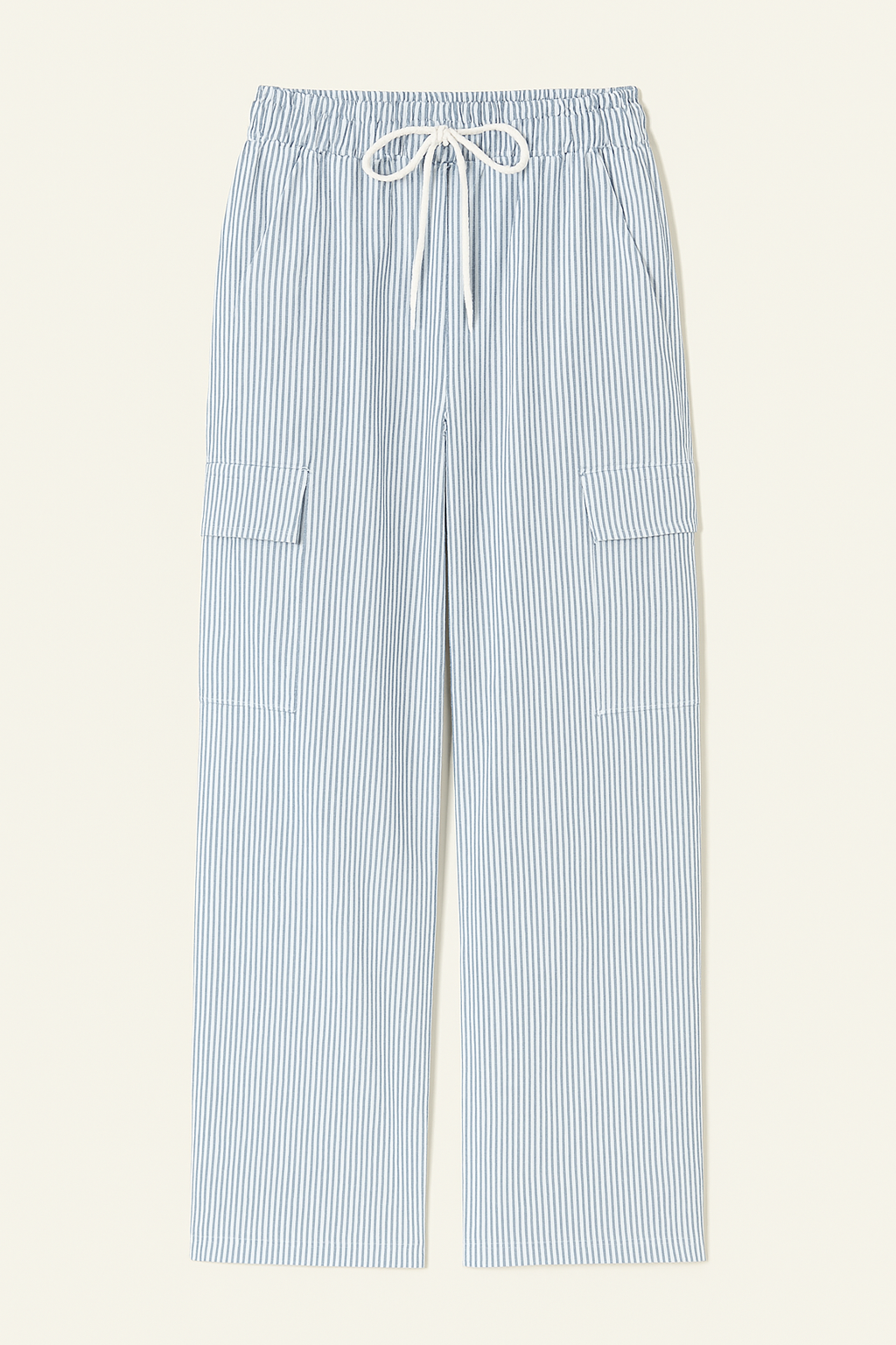 Drawstring Striped Wide Leg Cargo Pants