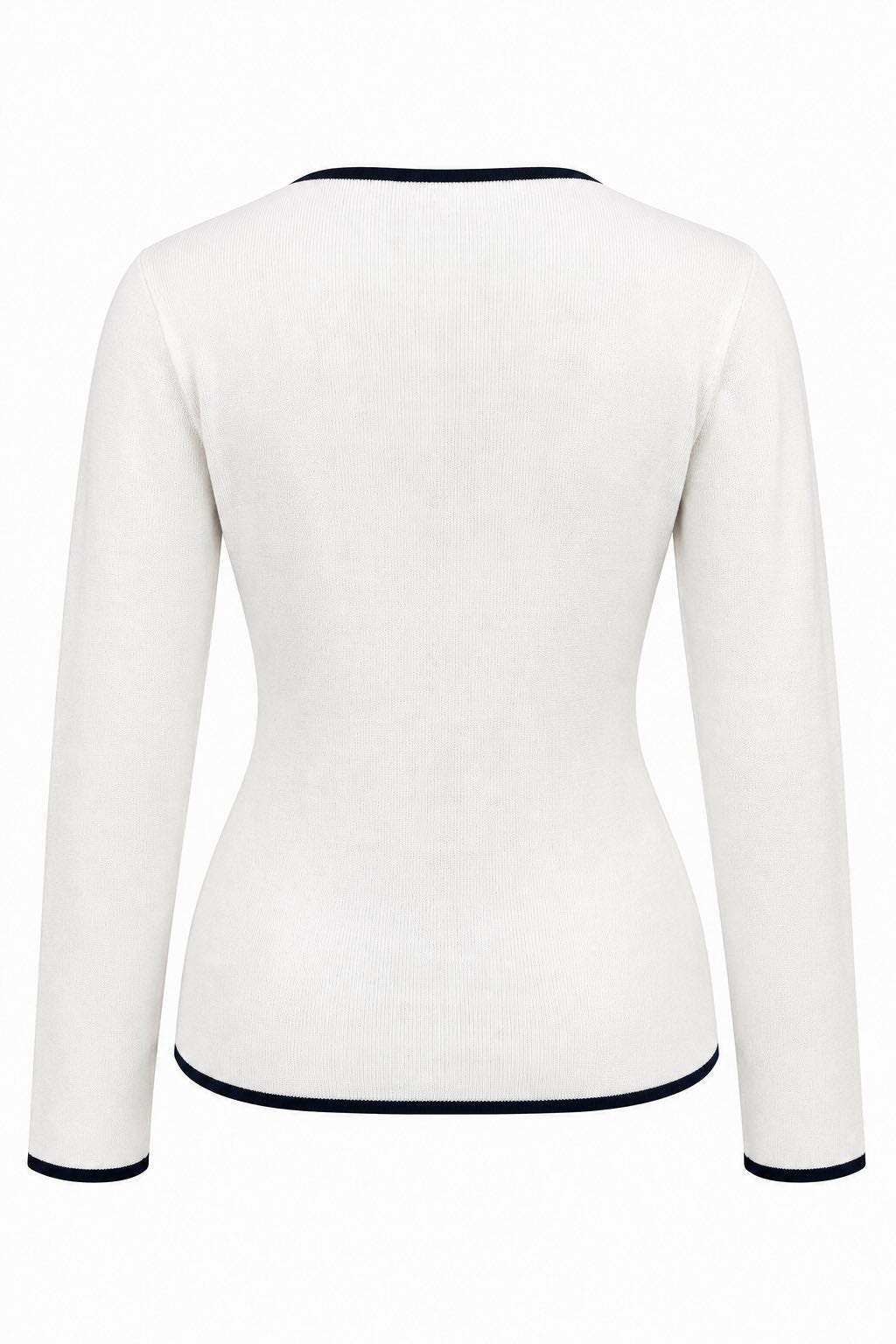 Contrast Trim Button Decor Knit Top