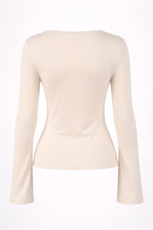 Cutout Knot Front Long Sleeve Top