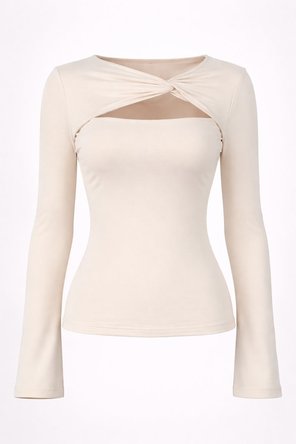 Cutout Knot Front Long Sleeve Top