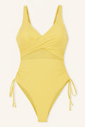Drawstring Ruched V-Neck One-Piece Swimwear