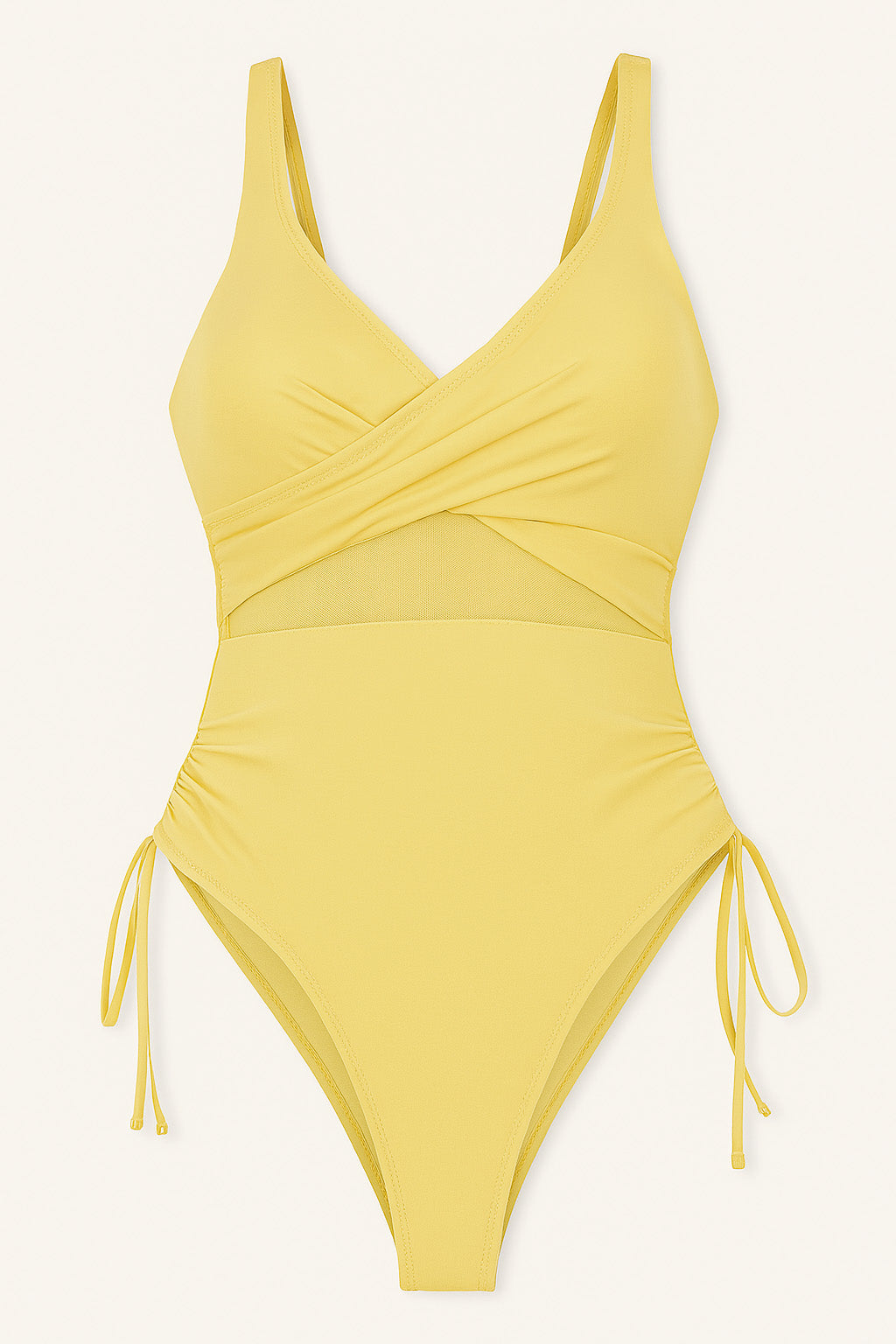 Drawstring Ruched V-Neck One-Piece Swimwear