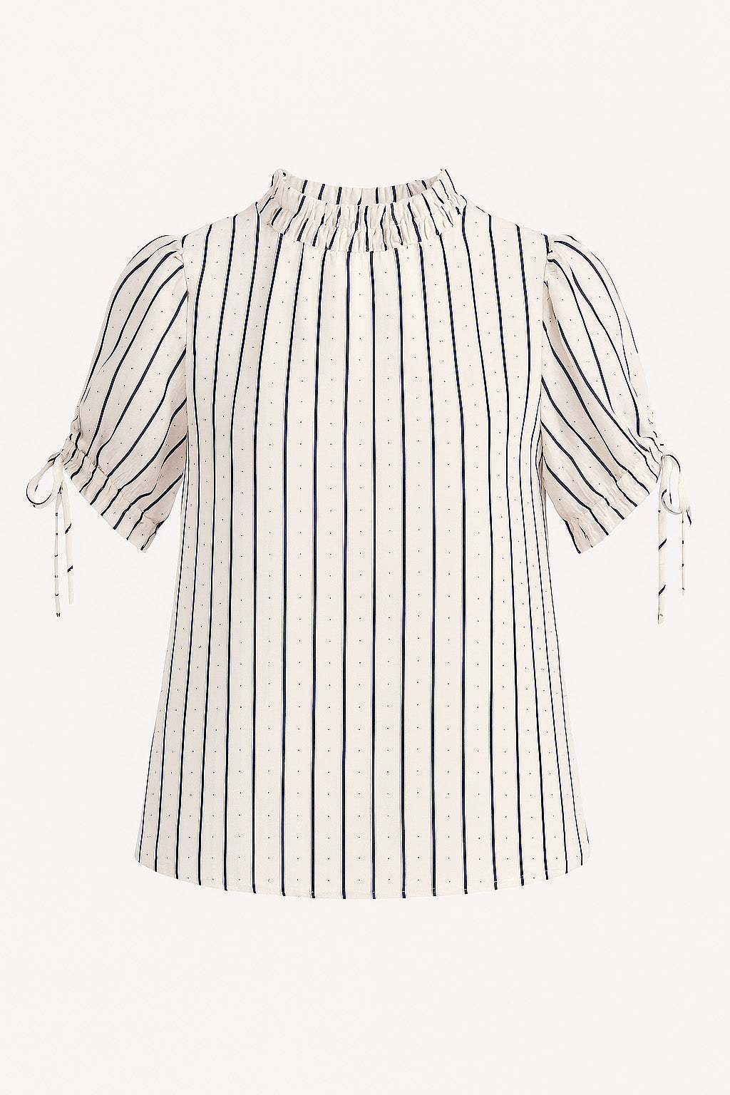 Drawstring Striped Half Sleeve Blouse