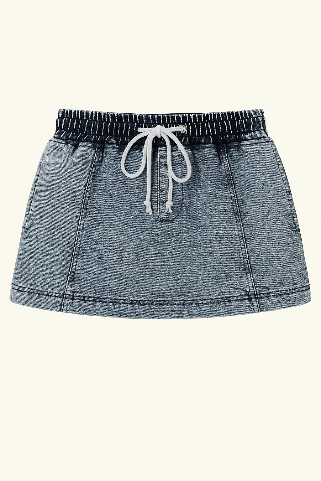Drawstring High Waist Pocketed Denim Shorts