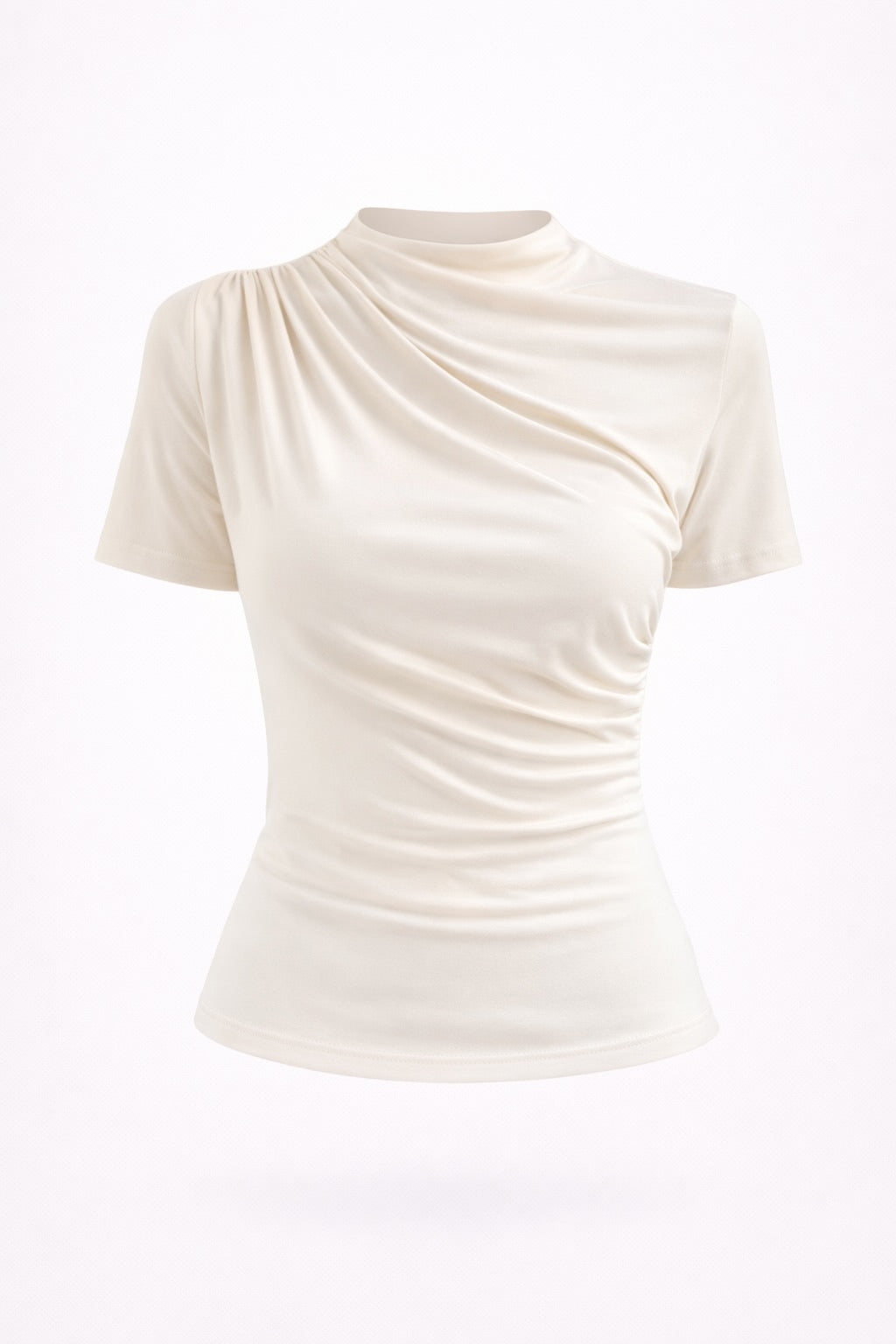White ruched top on a white background