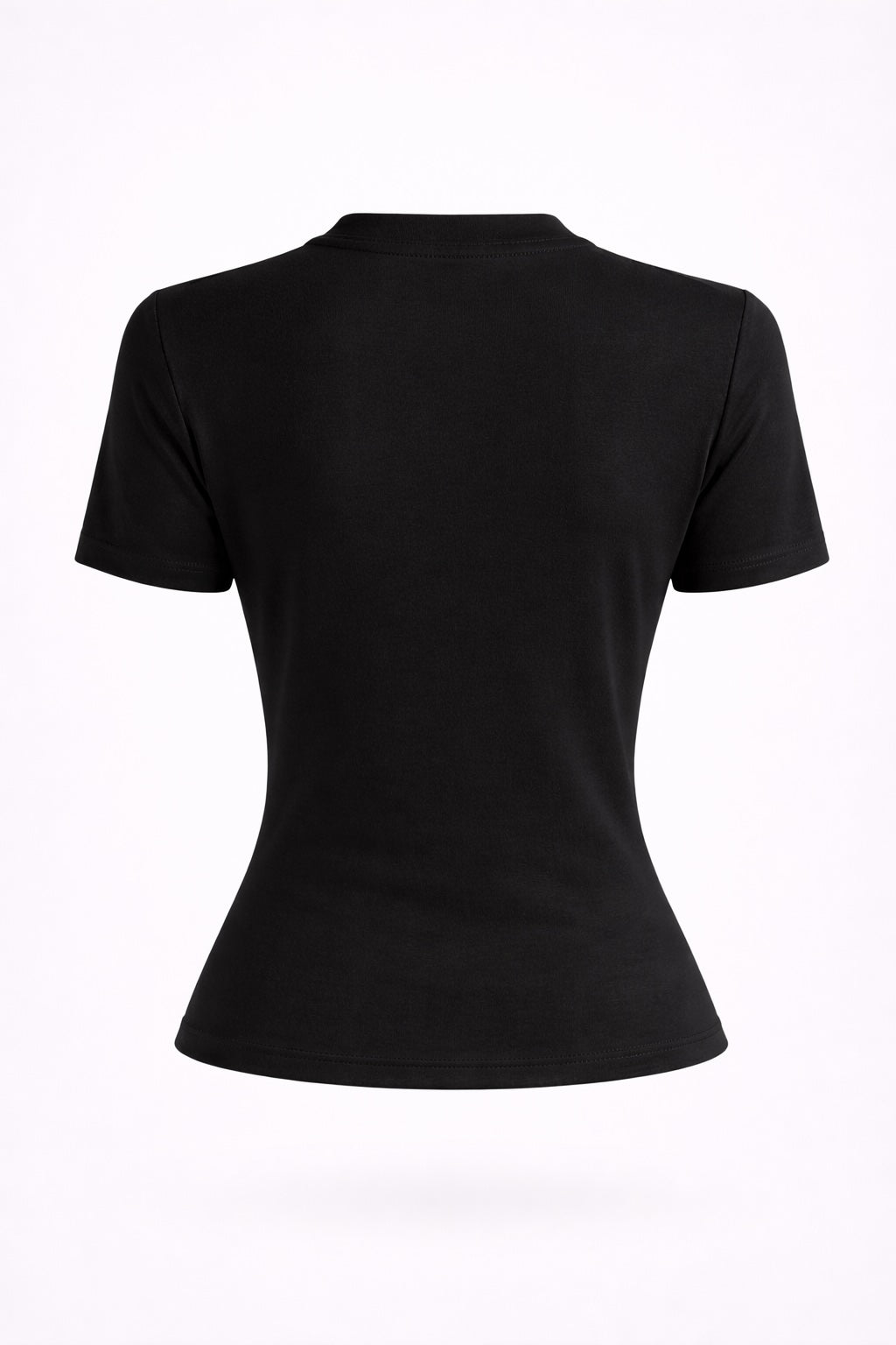 Black t-shirt on a white background