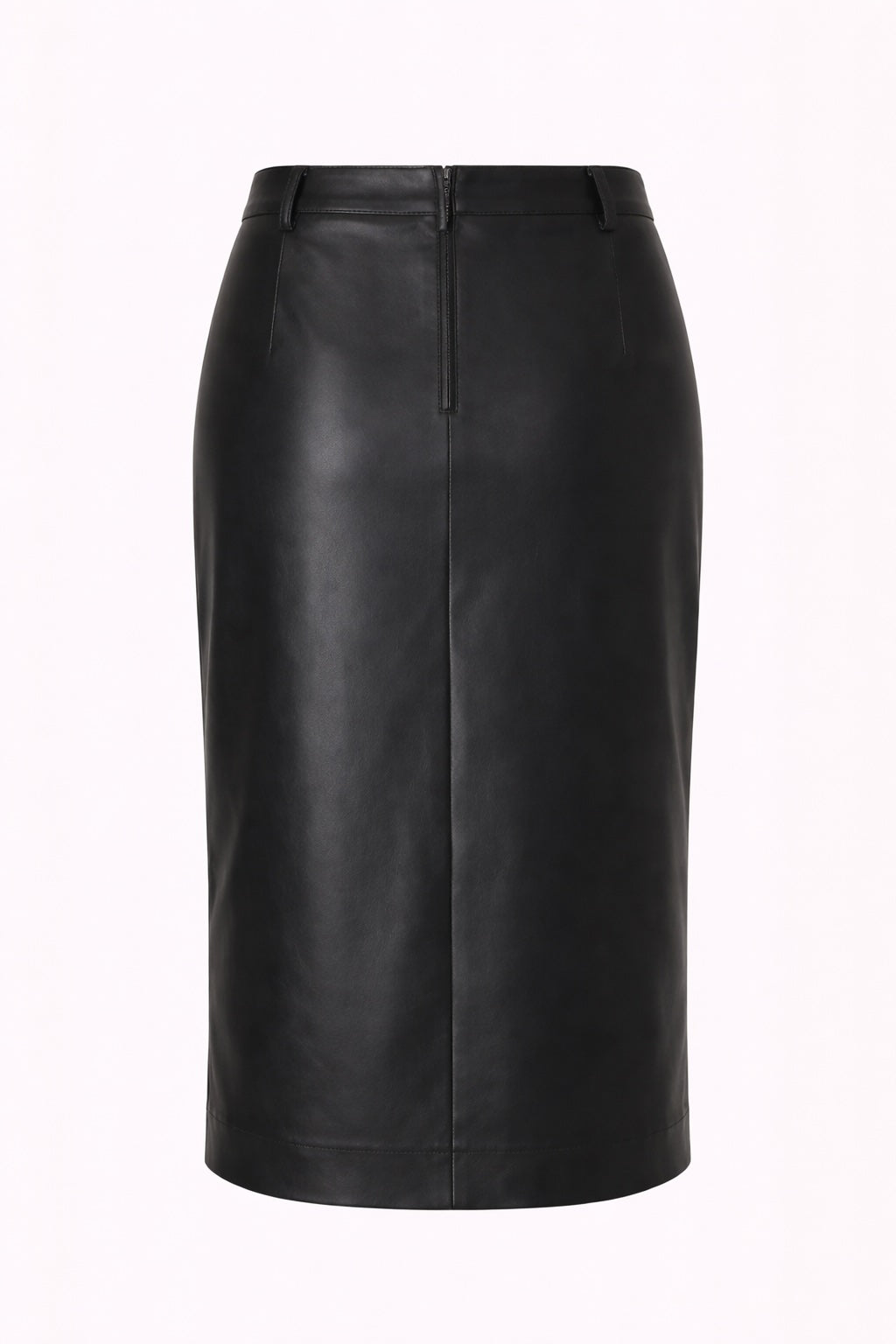 Faux Leather Slit Midi Skirt