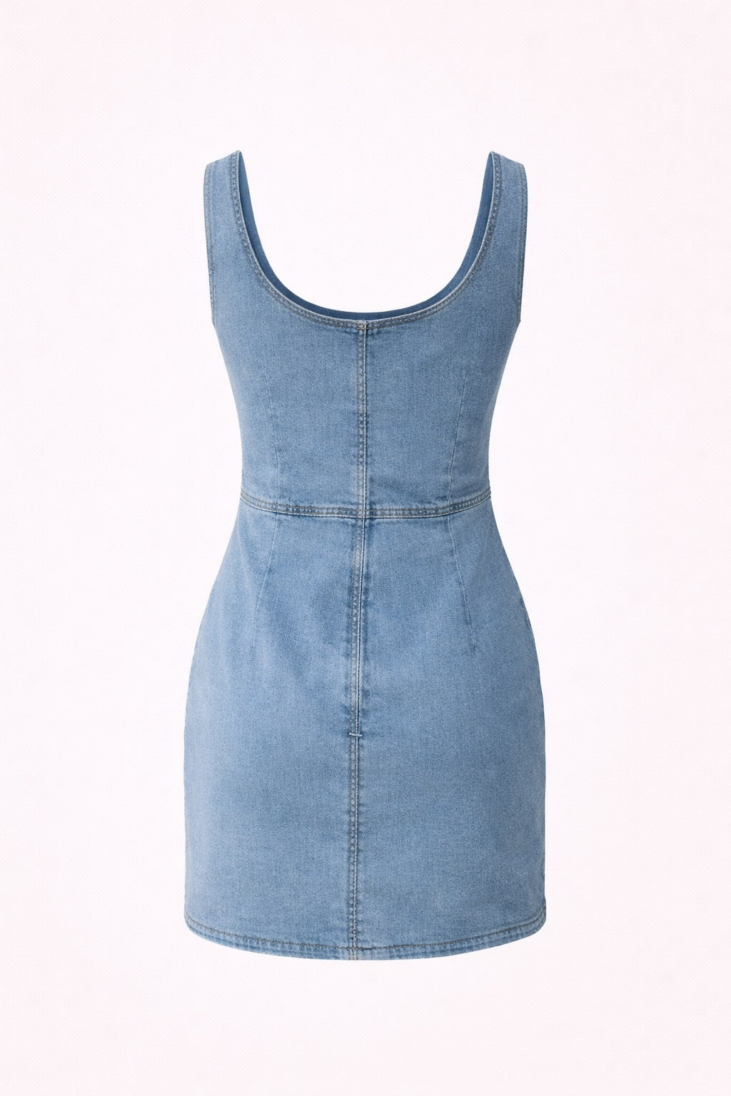 Fitted Denim Tank Dress with Side Slit