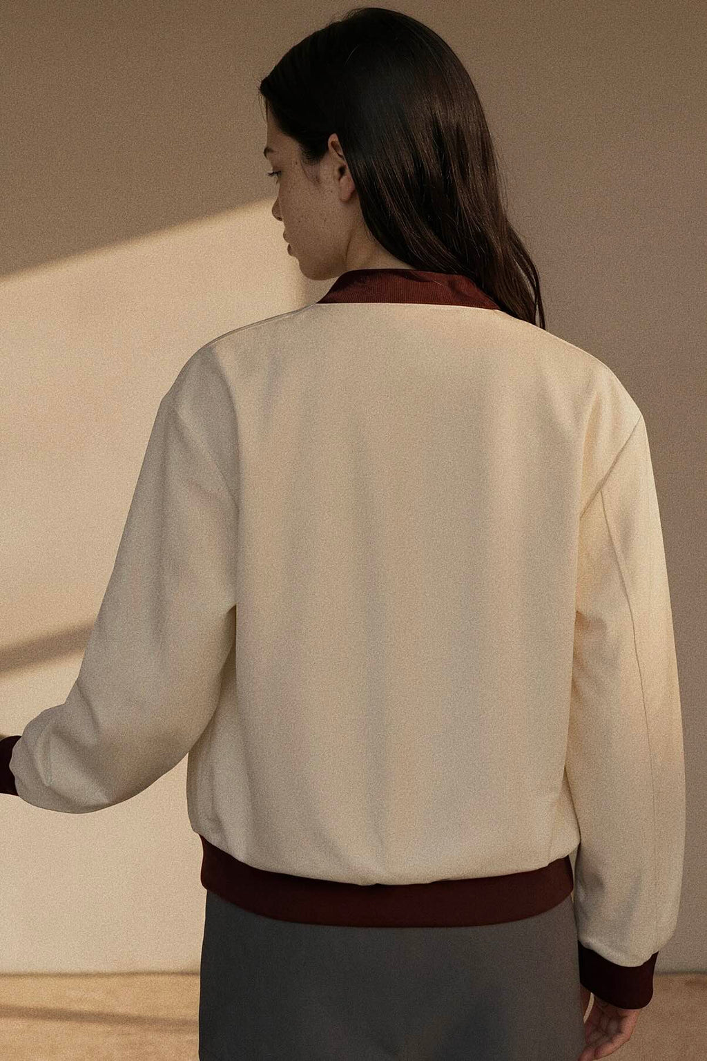 Contrast Trim Zip Up Jacket