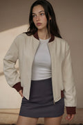 Contrast Trim Zip Up Jacket