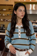 Striped Polo Collar Sweater