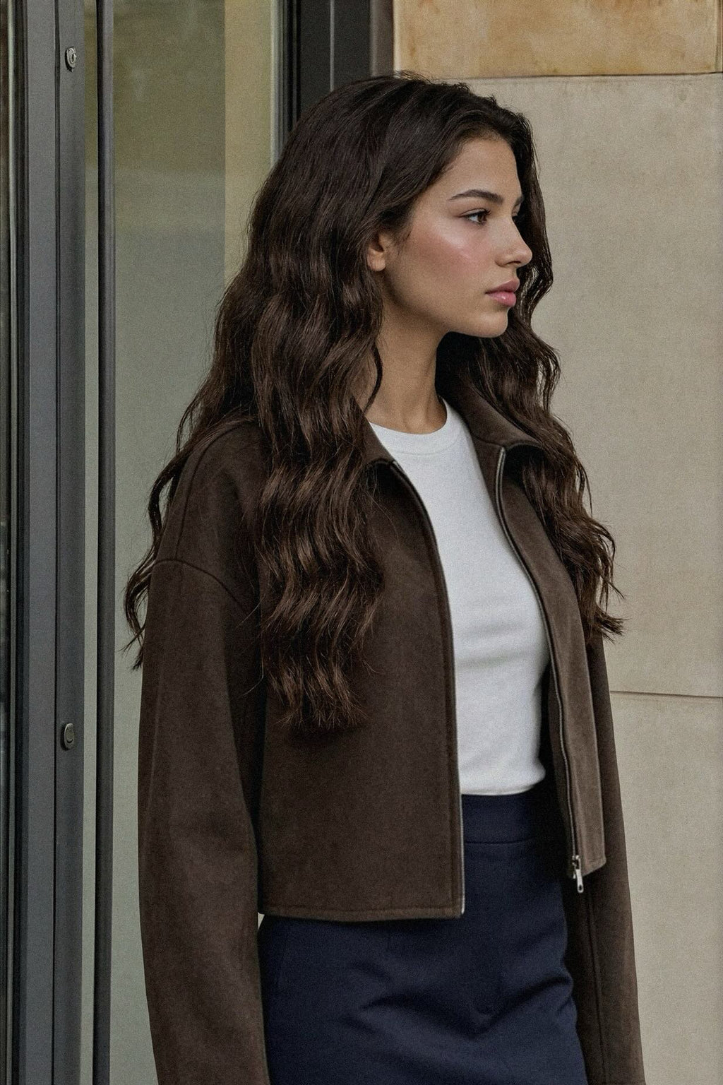 Zip Up Dropped Shoulder Jacket