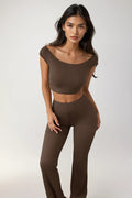 Boat Neck Cap Sleeve Top and Pants Set