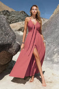V-Neck Sleeveless Buttoned Dress