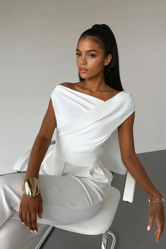 Asymmetrical Ruched Short Sleeve Top