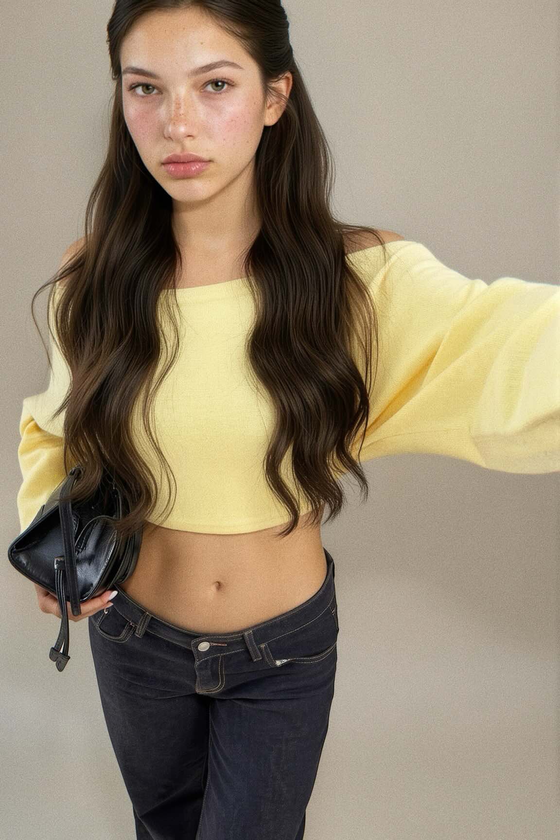 Off-Shoulder Cropped Sweater