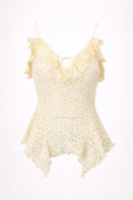 Lace Ruffle Trim Tie-Front Cami