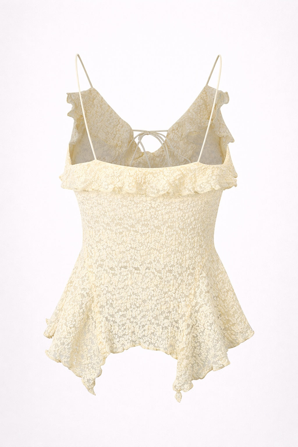 Lace Ruffle Trim Tie-Front Cami
