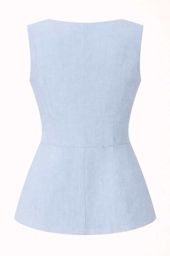 Light blue sleeveless top on a white background