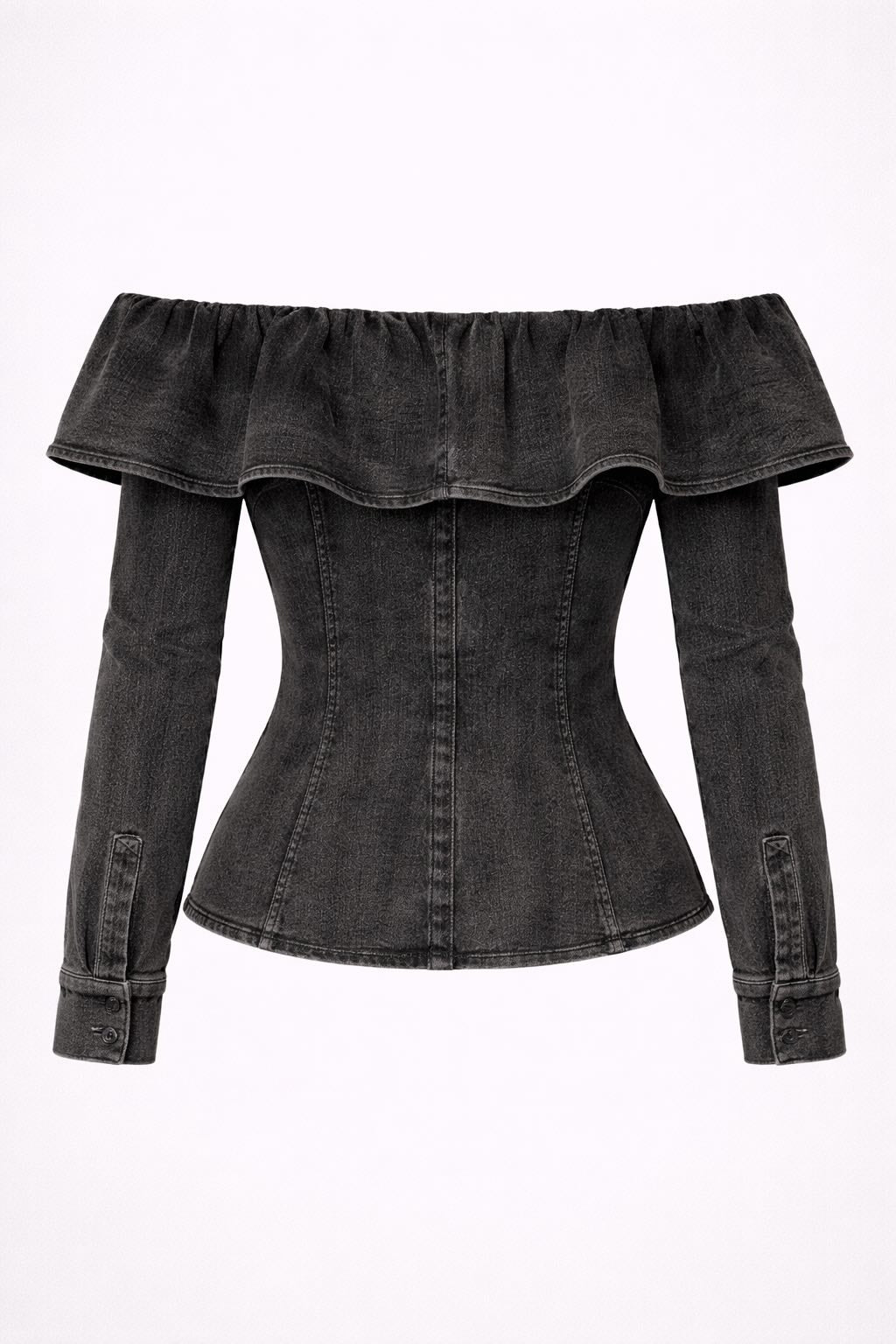 Off-Shoulder Ruffled Denim Top
