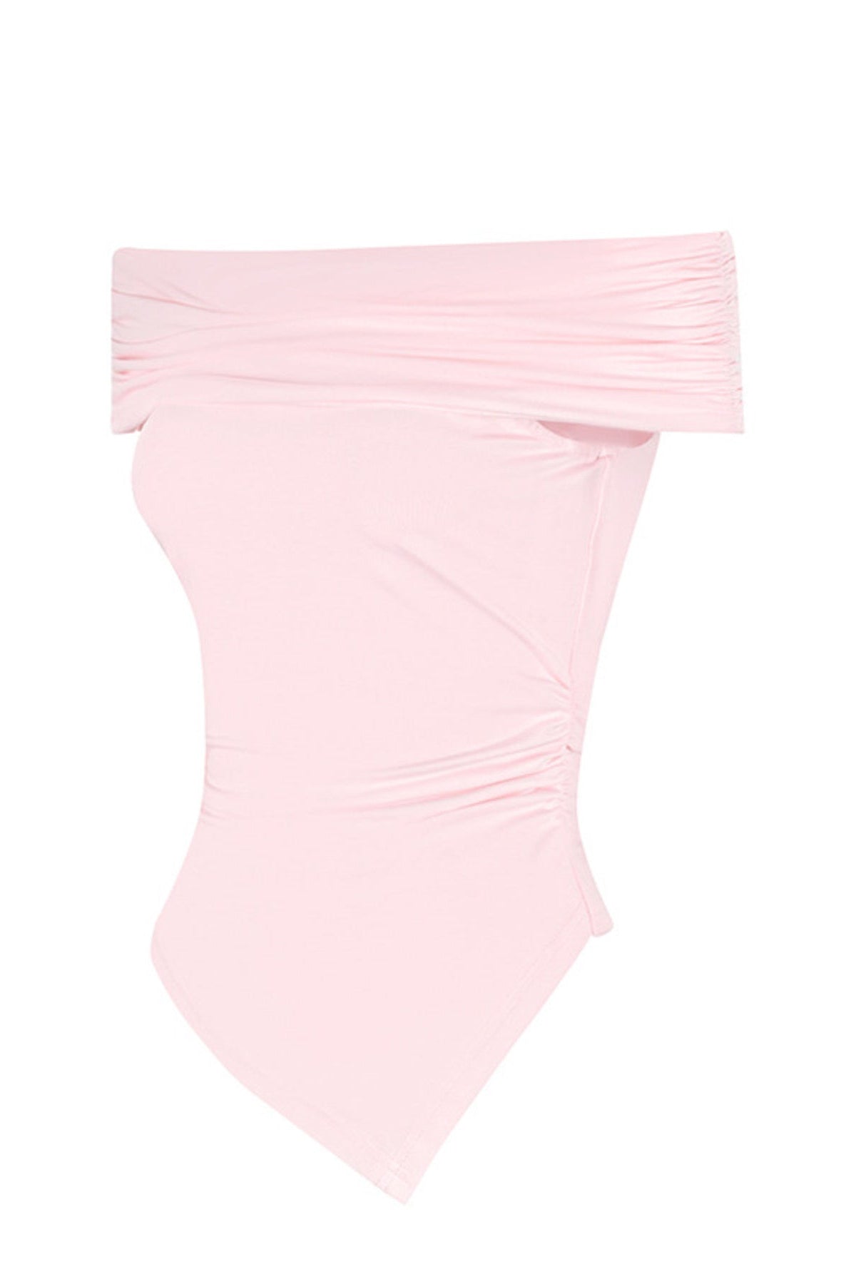 Off-Shoulder Ruched Asymmetrical Hem Top