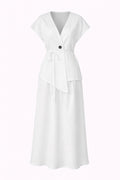 One Button Short Sleeve Top and Skirt Set