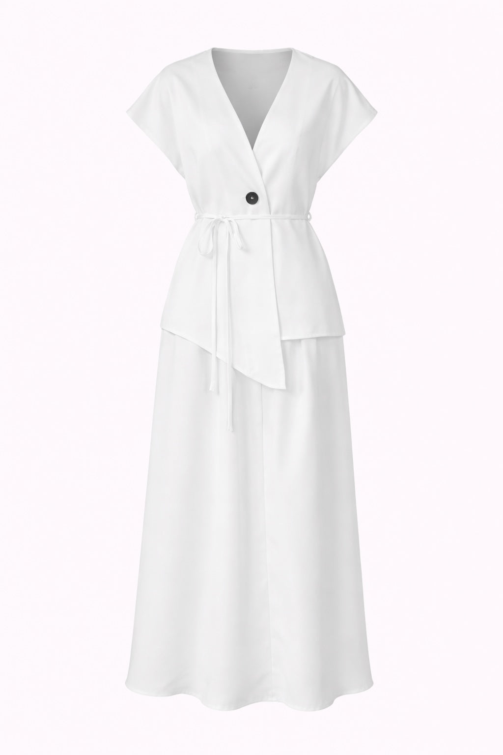 One Button Short Sleeve Top and Skirt Set