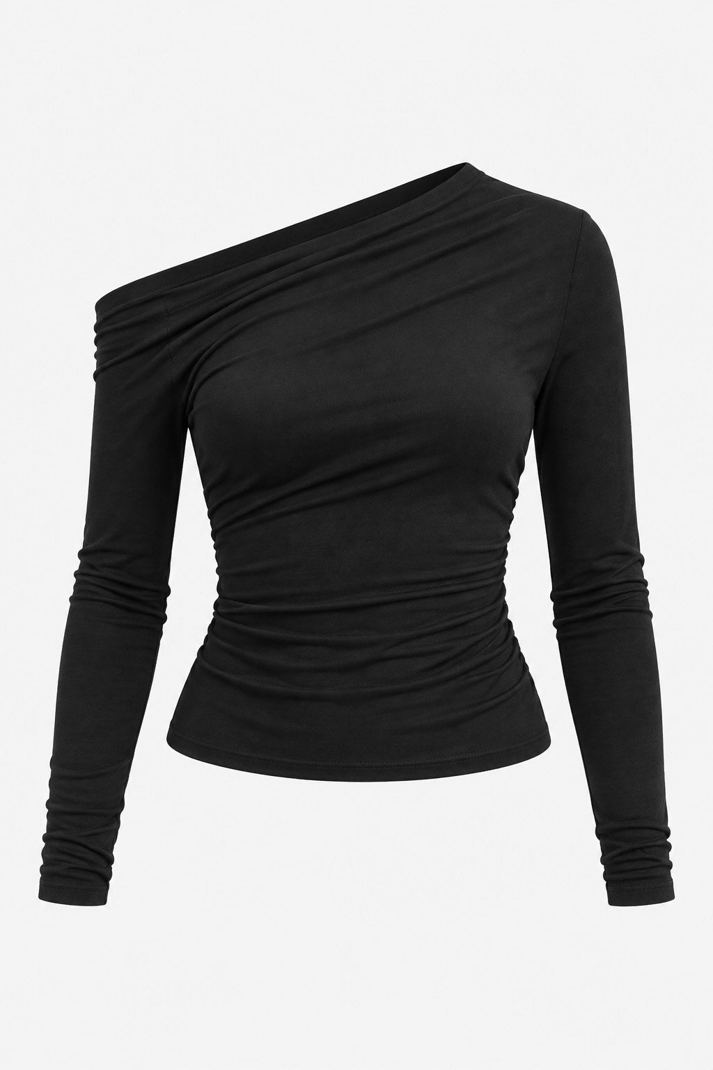 One Shoulder Long Sleeve Slim Fit T-Shirt