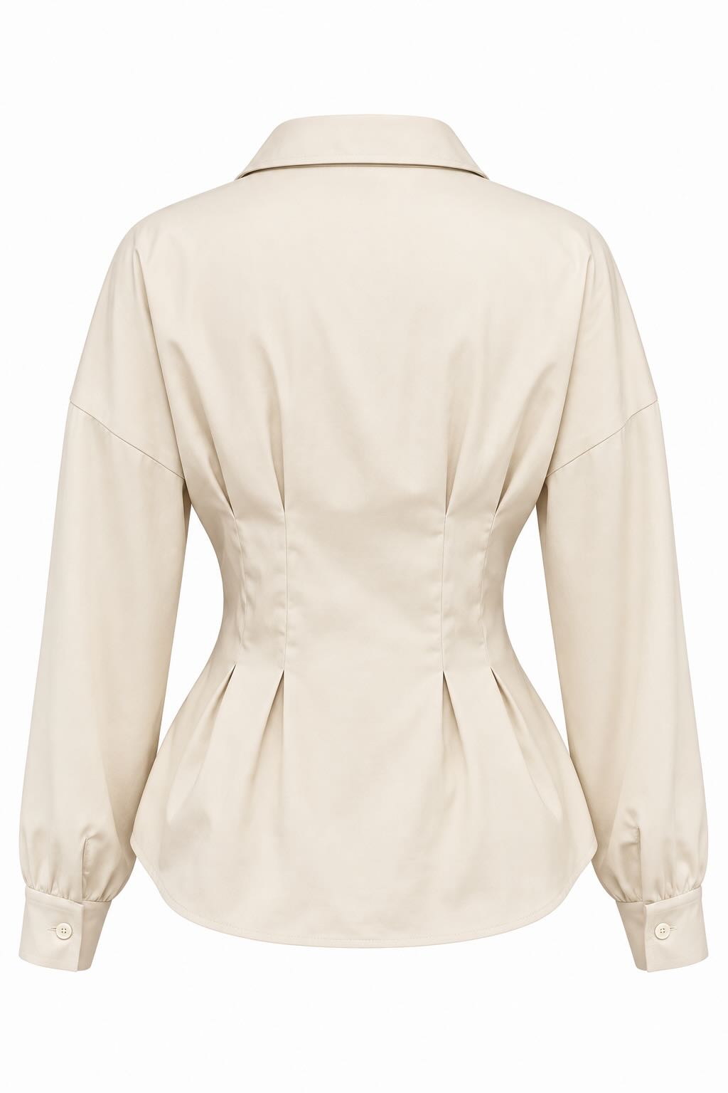 Ruched Button-Up Peplum Shirt