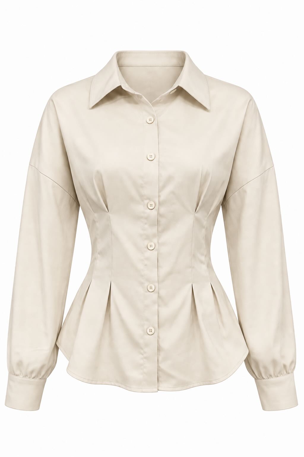 Ruched Button-Up Peplum Shirt